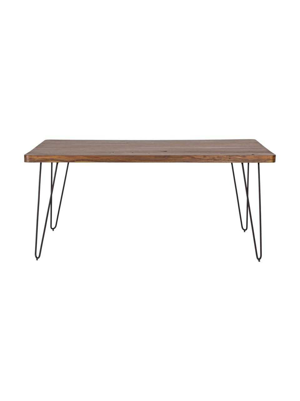 Jedálenský stôl s masívnou drevenou doskou Edgar, 175 x 90 cm, Akáciové drevo, čierna, Š 175 x H 90 cm