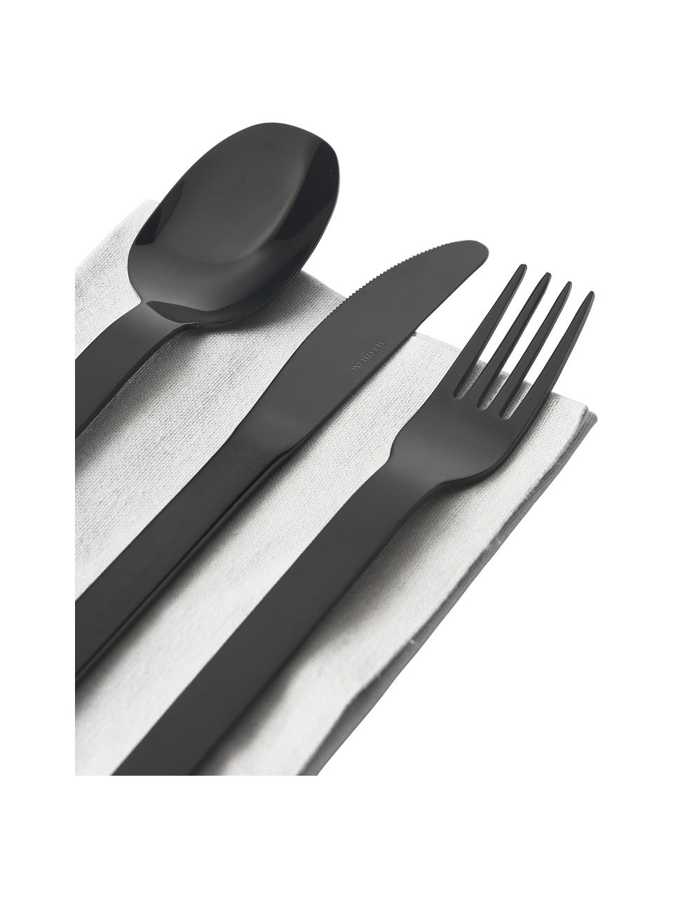 Ménagère en acier inoxydable à polissage haute brillance Kimana, 4 personnes (16 élém.), Noir, Lot de différentes tailles