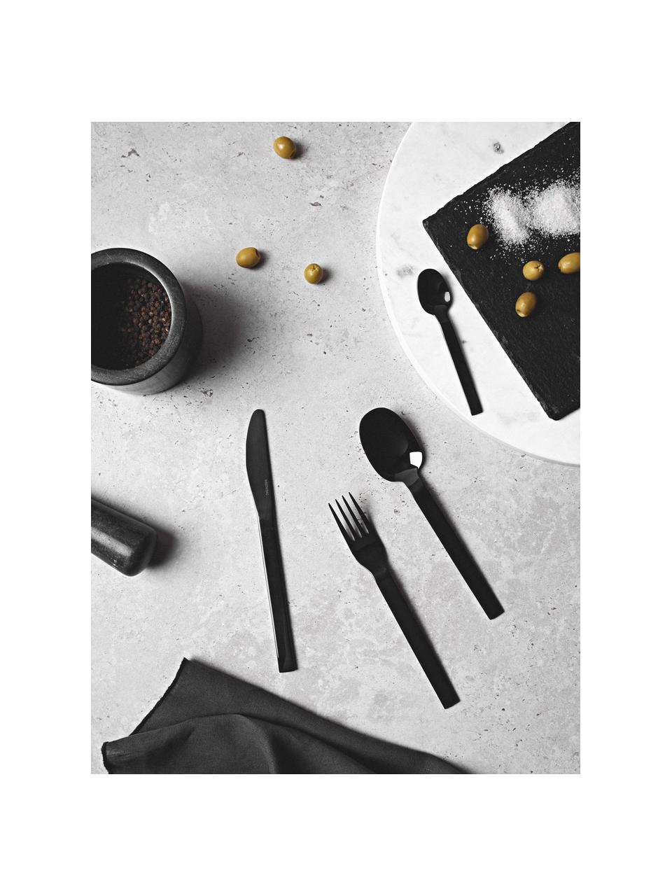 Hochglanzpoliertes Besteck-Set Kimana aus Edelstahl, 4 Personen (16er-Set), Messer: Edelstahl 18/0, beschicht, Schwarz, Set mit verschiedenen Grössen