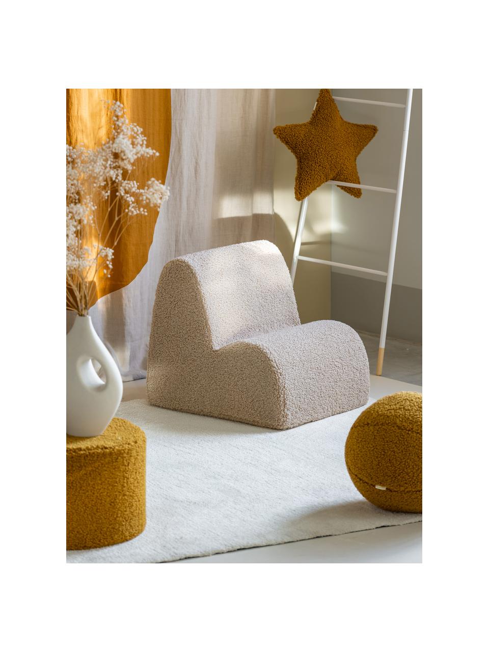 Poltrona per bambini in teddy Cloud, Rivestimento: teddy (100% poliestere), Teddy beige chiaro, Larg. 50 x Prof. 60 cm