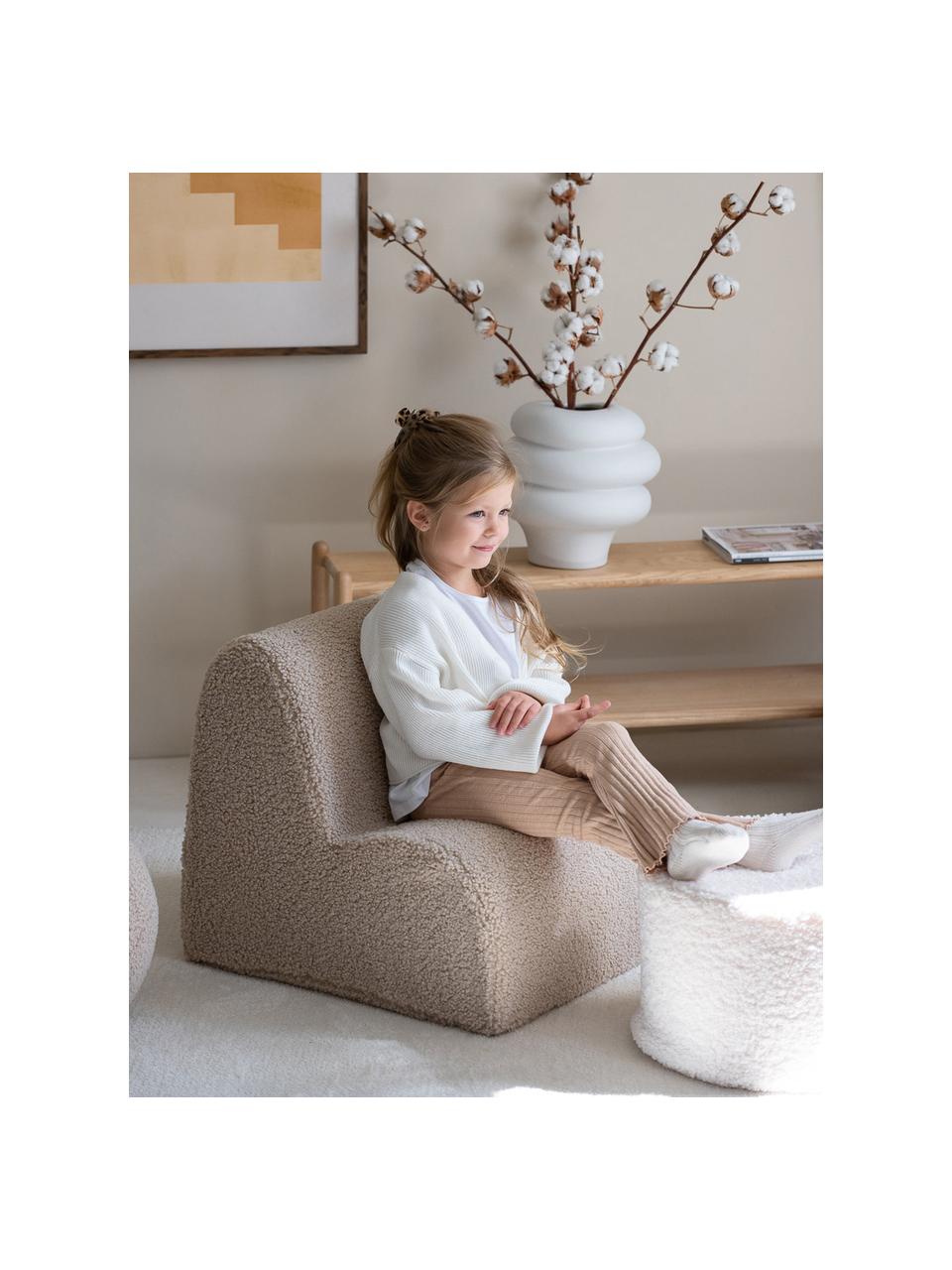 Fauteuil en peluche pour enfant Cloud, Peluche beige clair, larg. 50 x prof. 60 cm