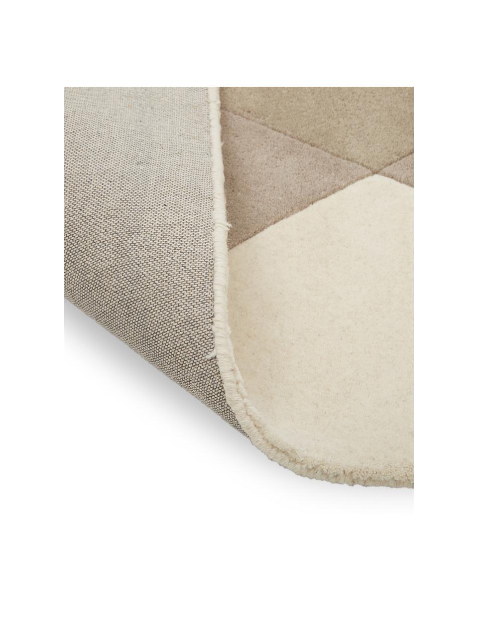 Handgetufteter Designteppich Freya aus Wolle, Flor: 95% Wolle, 5% Viskose, Senfgelb, Beige, Grau, Braun, B 200 x L 300 cm (Grösse L)