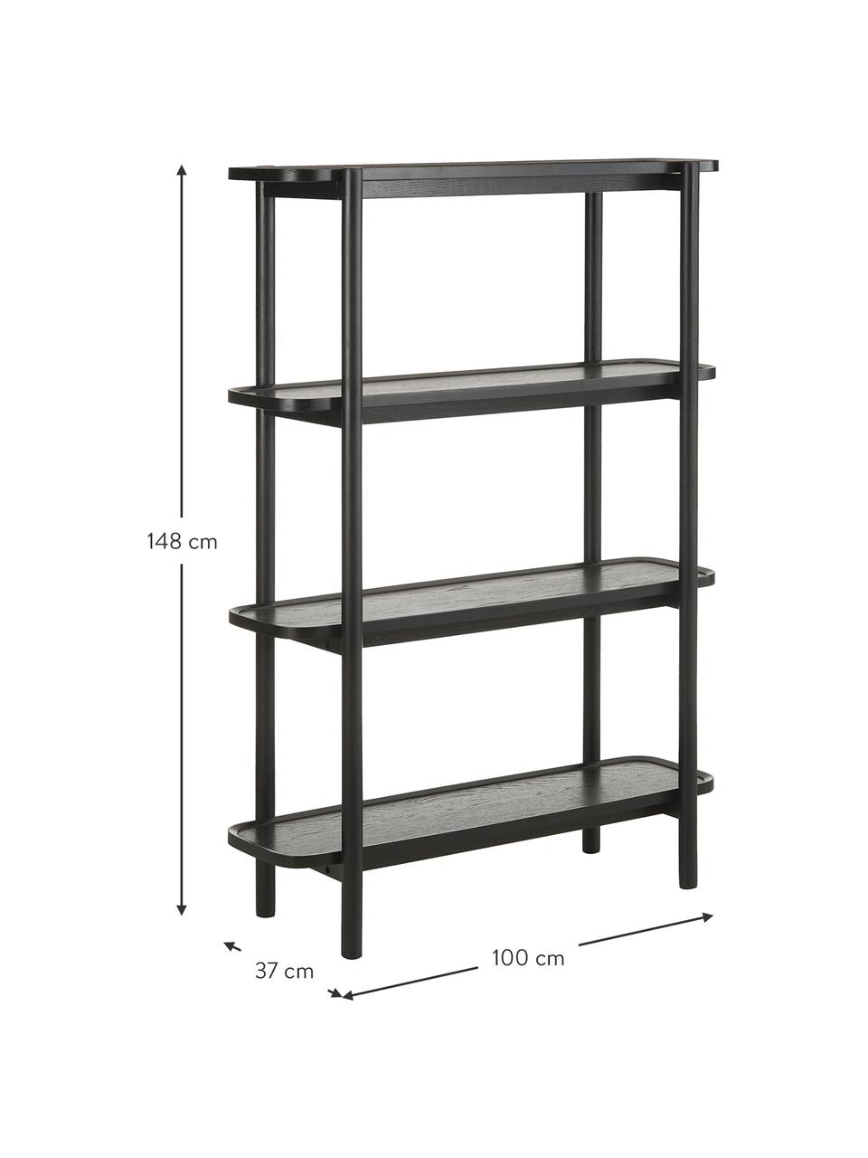 Estantería de roble Libby, Estructura: roble macizo, Negro, An 100 x Al 148 cm