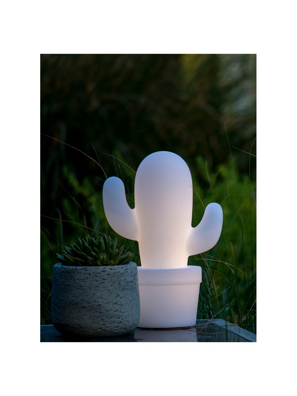 Mobile dimmbare LED-Außentischlampe Cactus, Weiß, Ø 11 x H 33 cm