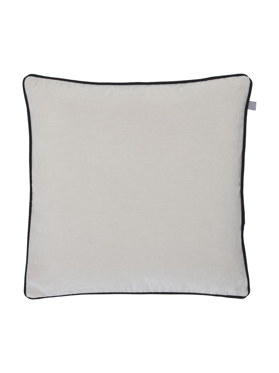 Housse de coussin 50x50 avec bordure passepoilée Oliver, 100 % polyester, Blanc cassé, noir, larg. 50 x long. 50 cm