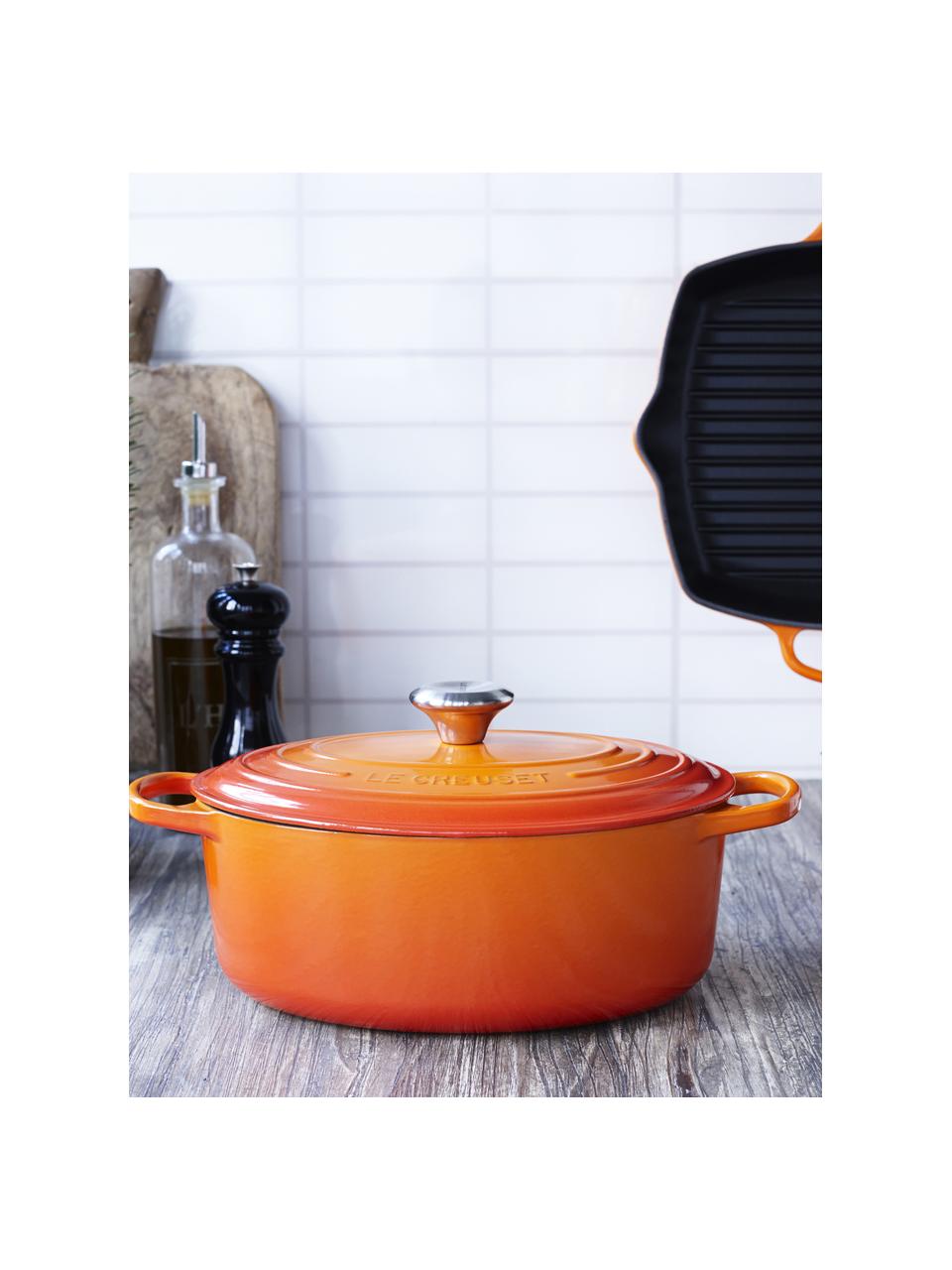 Cocotte Signature, Asas: acero inoxidable, Rojo naranja, An 35 x F 22 cm