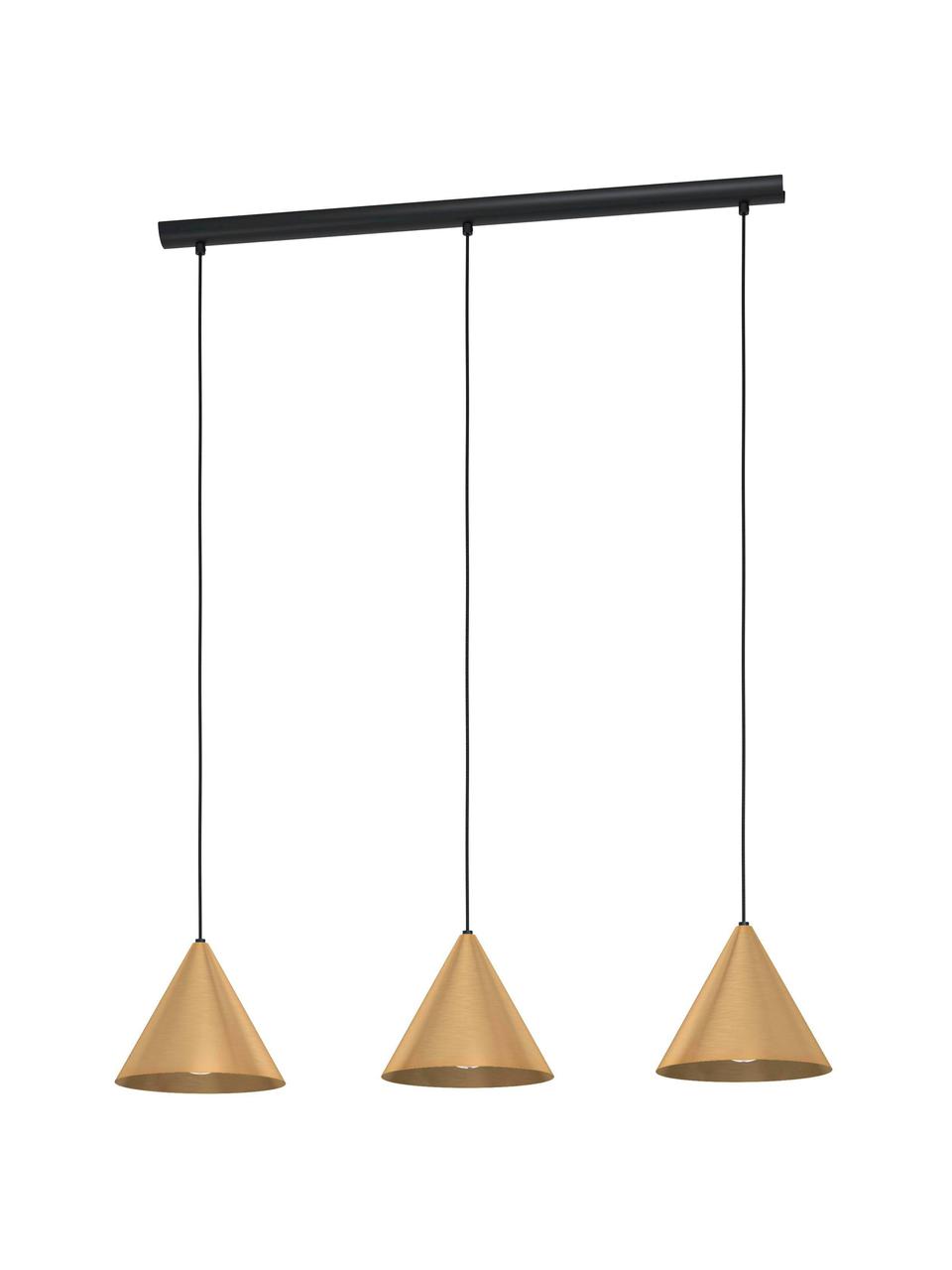 Grote hanglamp Narices, Lampenkap: gecoat metaal, Baldakijn: gecoat metaal, Messingkleurig, B 92 x H 110 cm