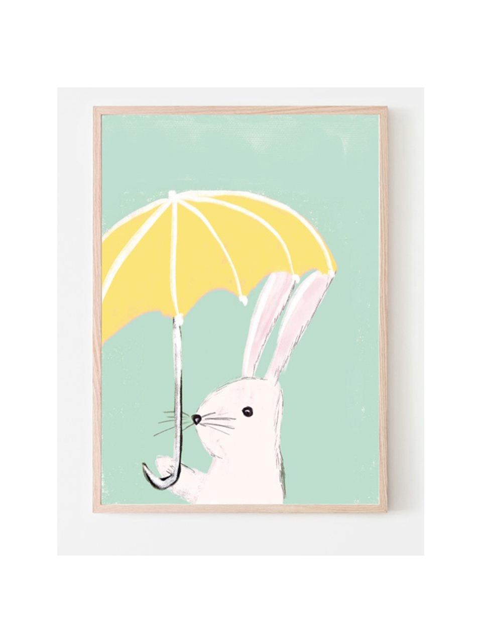 Poster Hase, Papier, Mehrfarbig, 30 x 42 cm