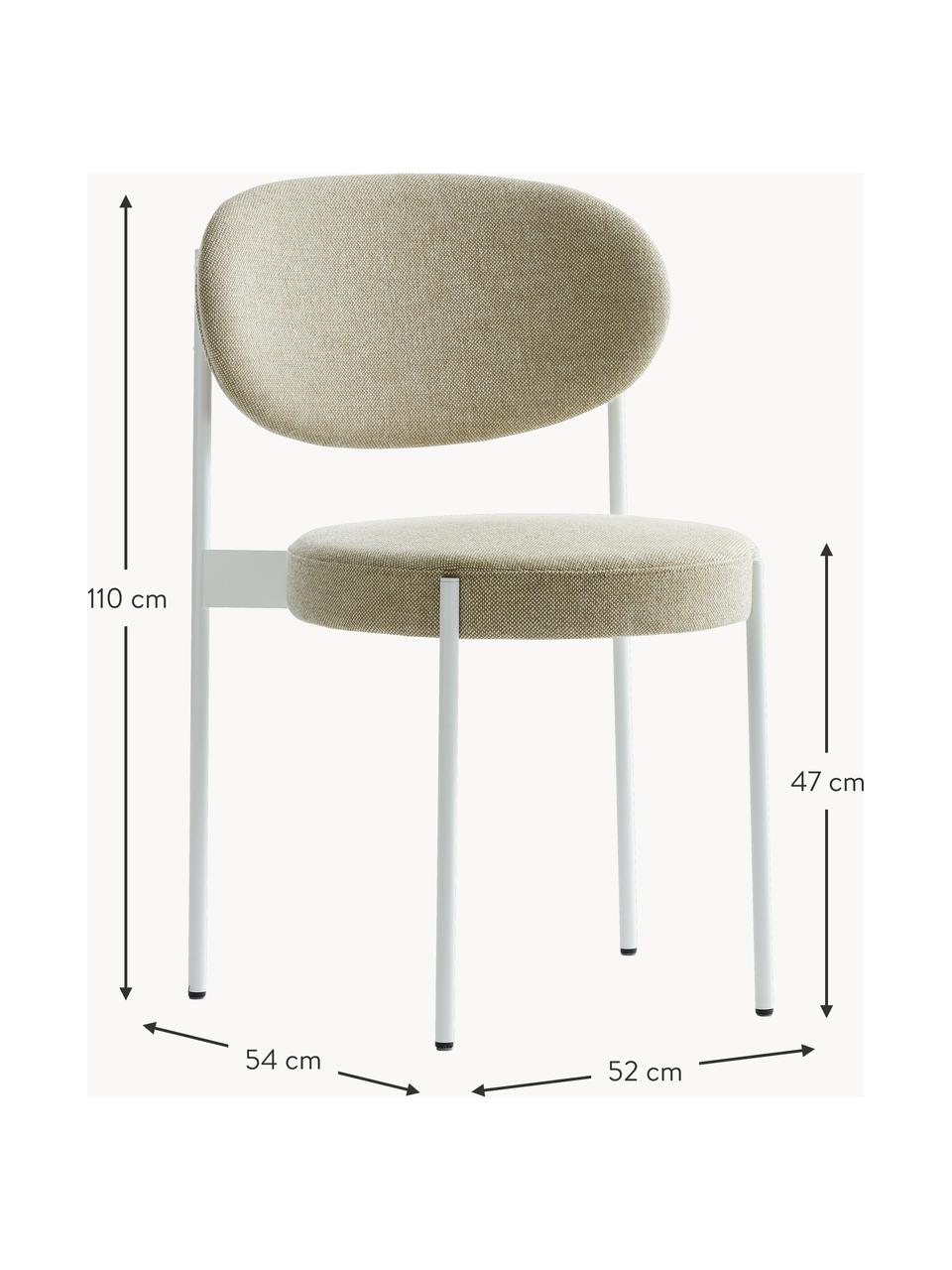 Gestoffeerde stoel Series 430 van wolstof, Bekleding: 70% wol, 30% viscose, Frame: gecoat metaal, Wol wit, beige, S 52 x G 54 cm