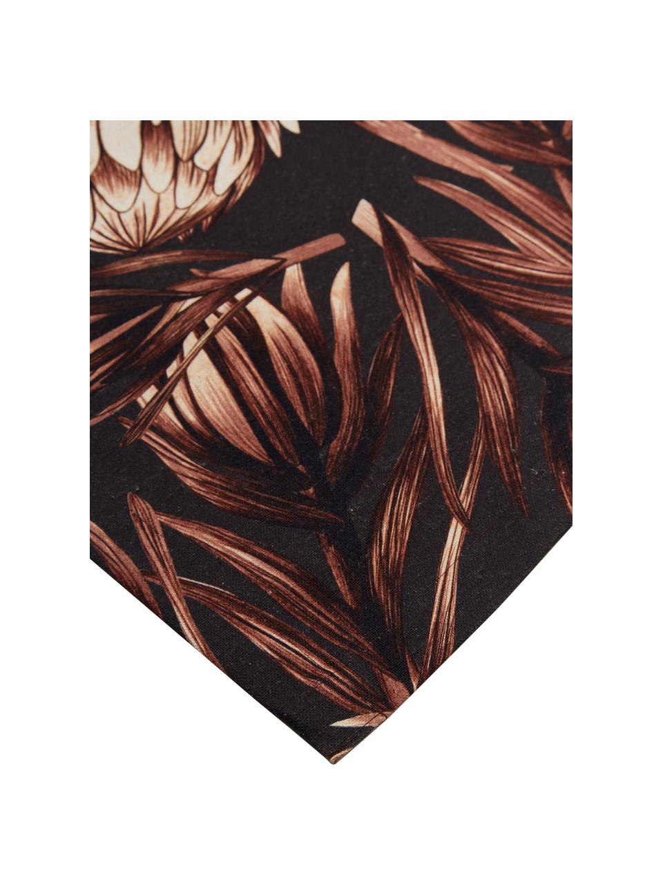 Camino de mesa Protea, 85% algodón, 15% lino, Gris antracita, tonos marrones, Cama 90 cm (90 x 200 cm)