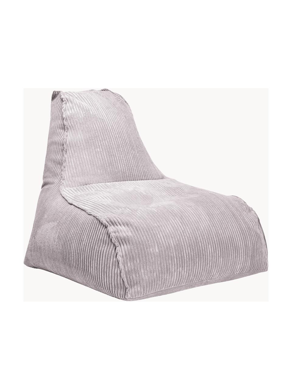 Fauteuil poire en velours côtelé Shara, Velours côtelé gris clair, larg. 70 x prof. 80 cm