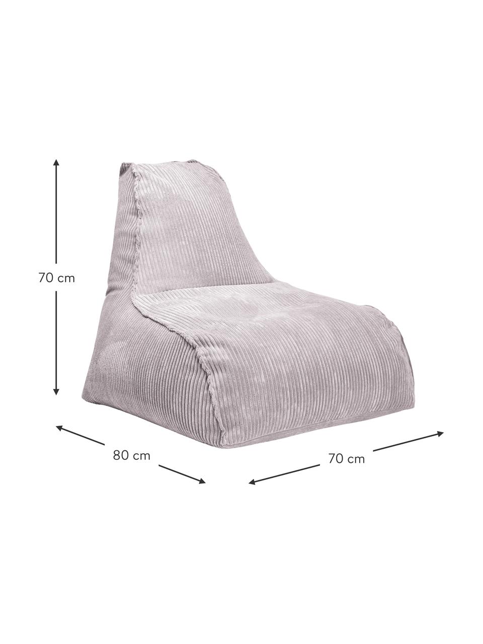 Fauteuil poire en velours côtelé Shara, Velours côtelé gris clair, larg. 70 x prof. 80 cm