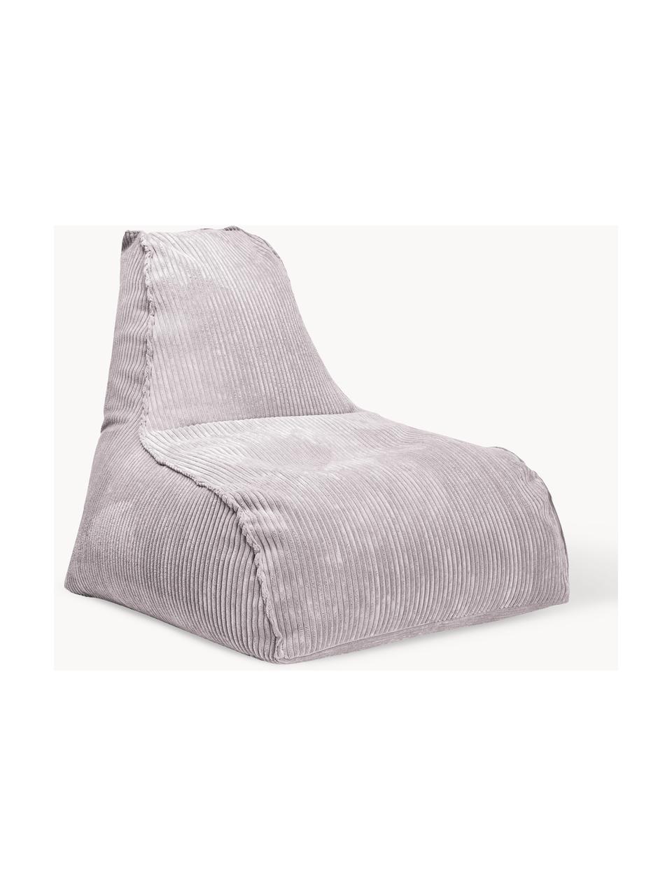 Fauteuil poire en velours côtelé Shara, Velours côtelé gris clair, larg. 70 x prof. 80 cm