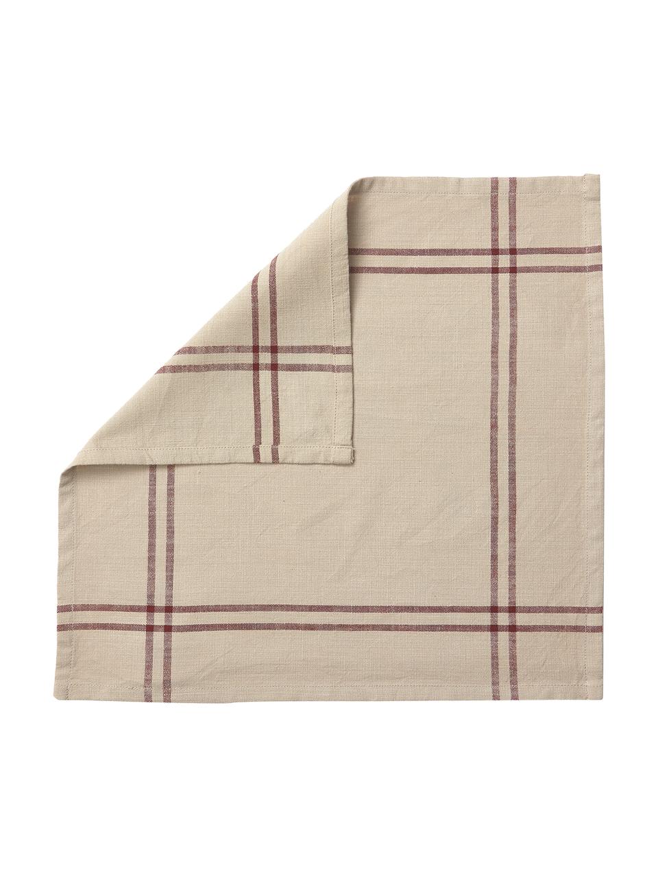 Stoffservietten Julianne, 2 Stück, 100 % Baumwolle, Beige, Weinrot, B 40 x L 40 cm