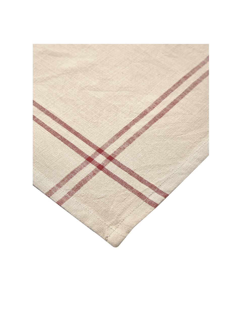 Stoffservietten Julianne, 2 Stück, 100 % Baumwolle, Beige, Weinrot, B 40 x L 40 cm