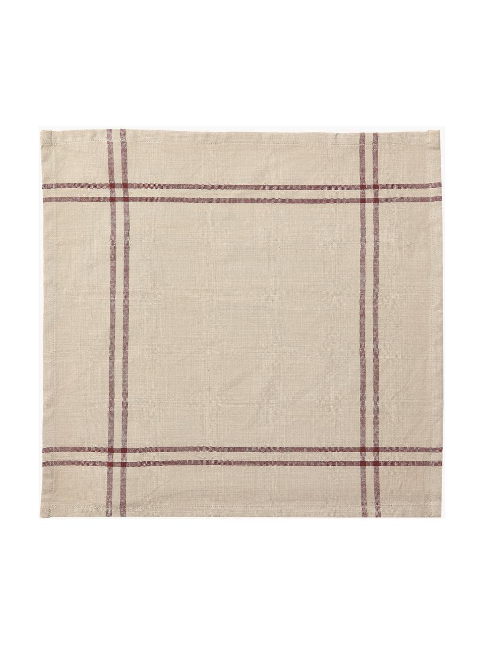 Stoffservietten Julianne, 2 Stück, 100 % Baumwolle, Beige, Weinrot, B 40 x L 40 cm