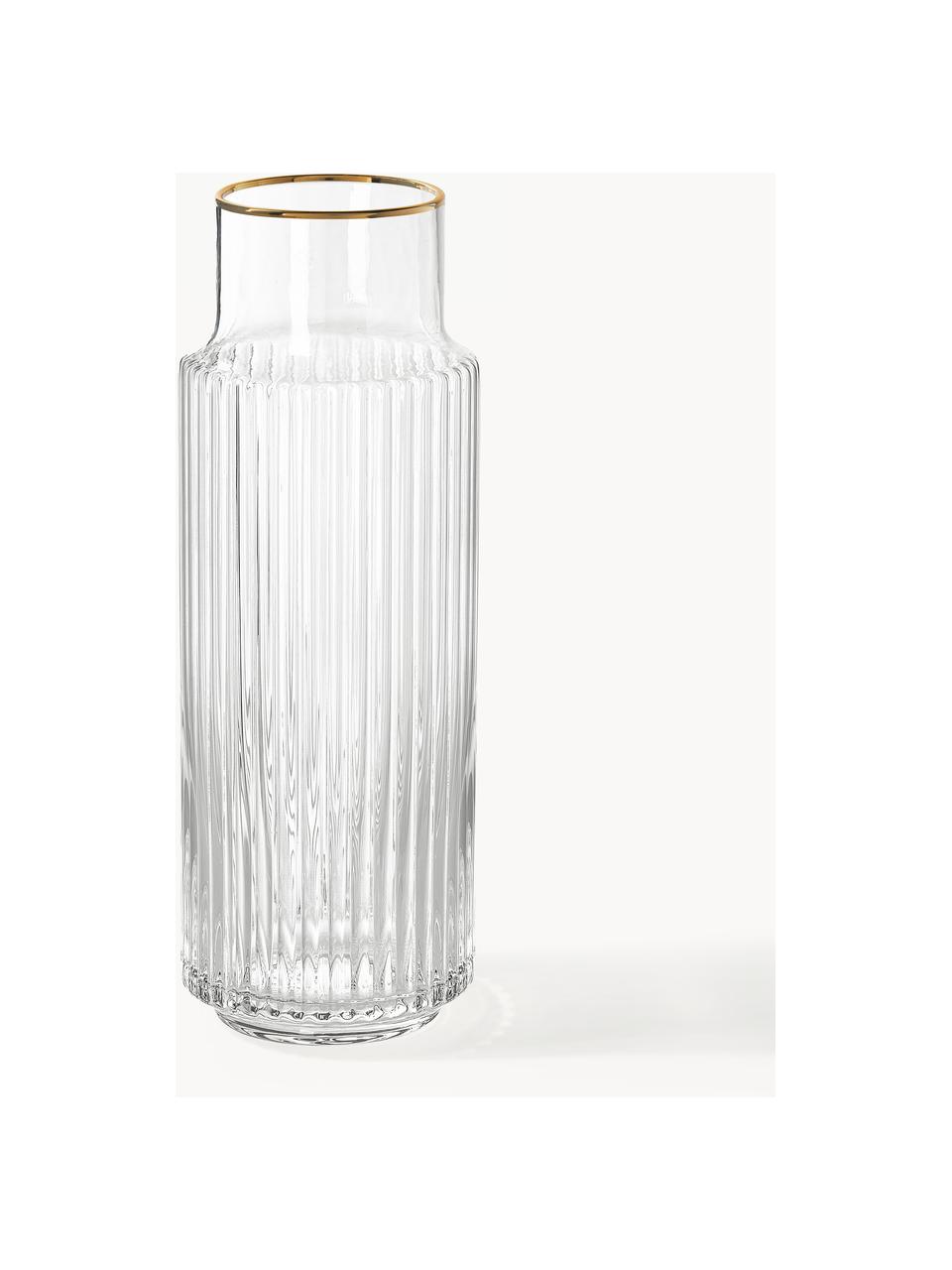 Carafe soufflée bouche avec bord doré Aleo, 1 L, Verre sodo-calcique, Transparent avec bord doré, 1 L