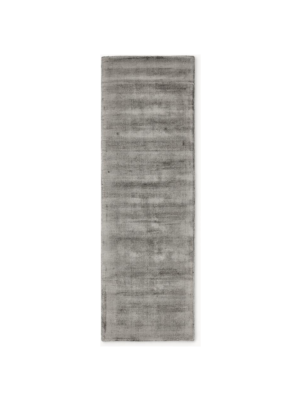 Tapis de couloir en viscose tissé main Jane, Gris, larg. 80 x long. 200 cm