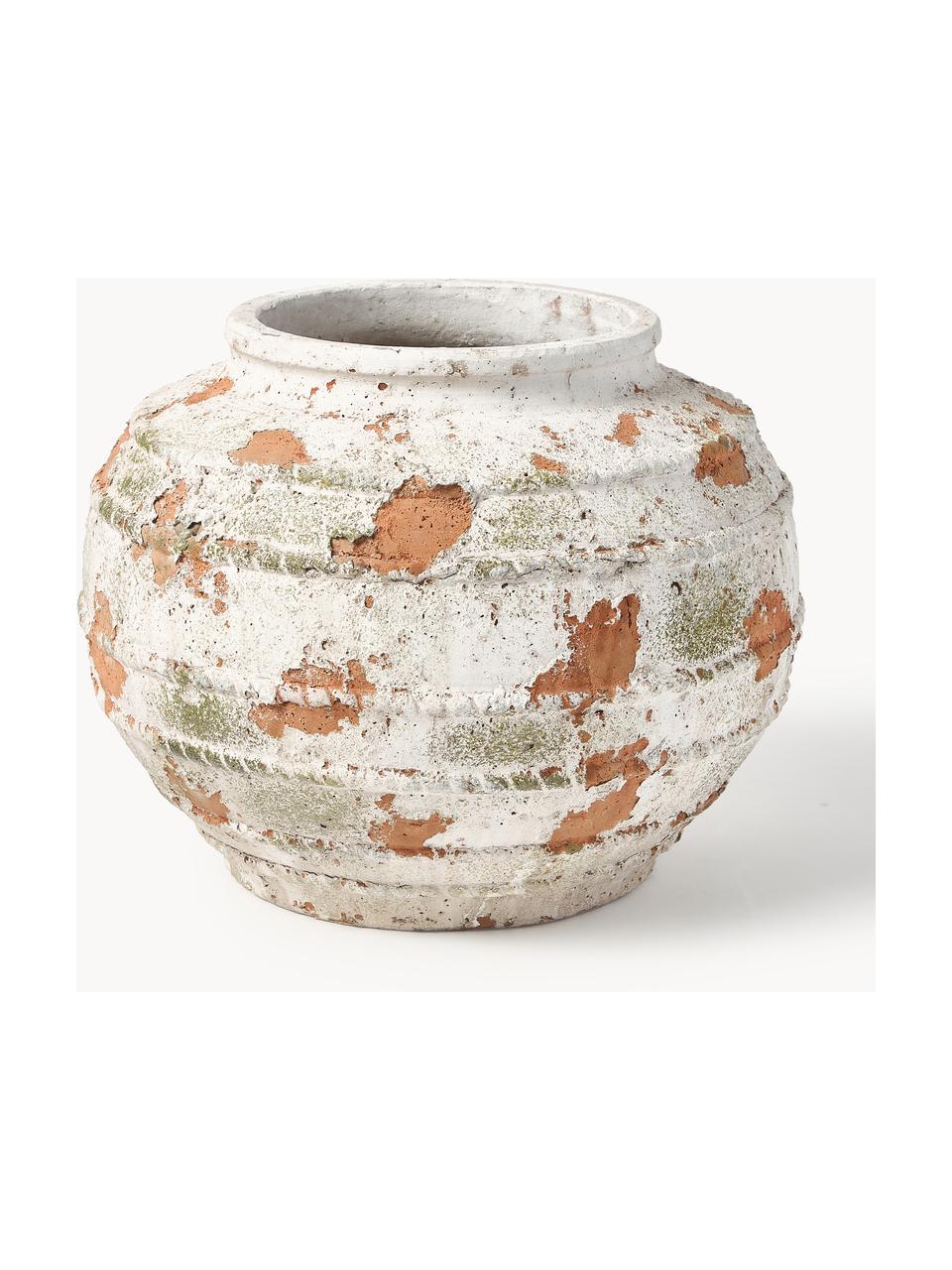 Cache-pot en béton Porto, haut. 29 cm, Béton, Blanc cassé, terracotta, vert, Ø 37 x haut. 29 cm