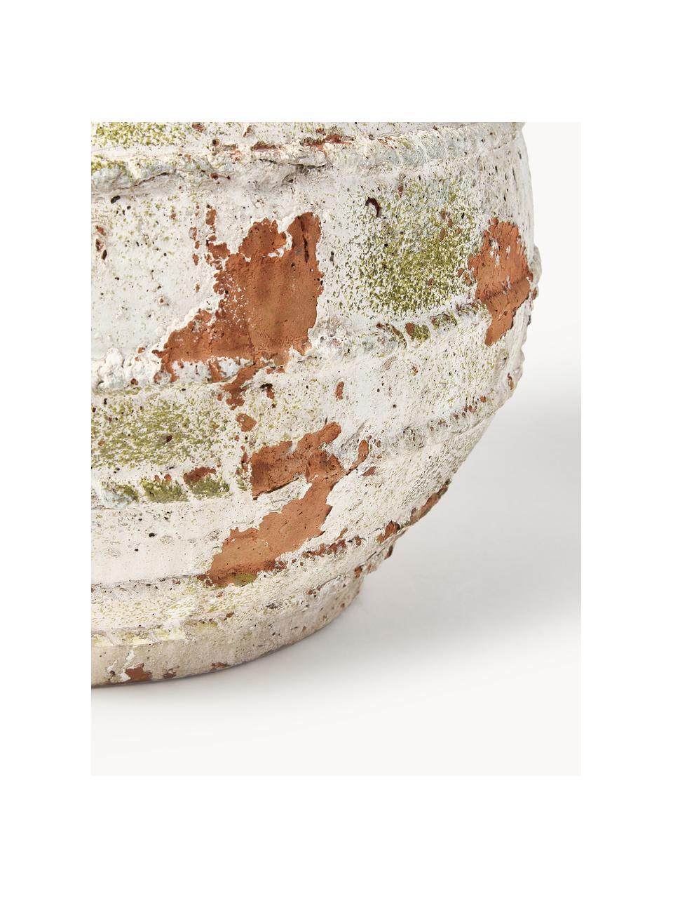 Cache-pot en béton Porto, haut. 29 cm, Béton, Blanc cassé, terracotta, vert, Ø 37 x haut. 29 cm