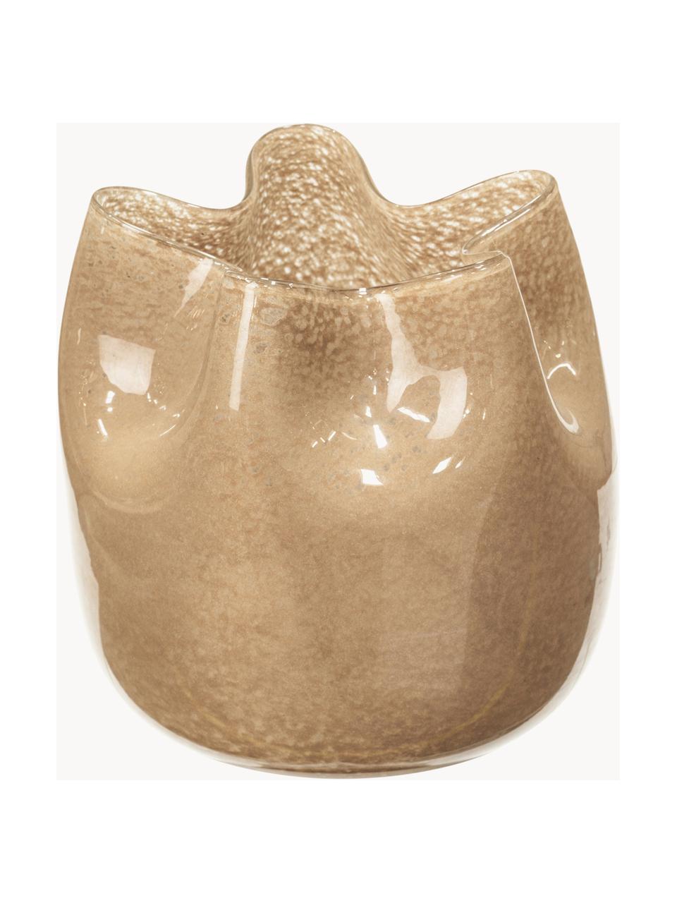 Vase en verre soufflé bouche Esther, haut. 20 cm, Verre, soufflé bouche, Beige, Ø 20 x haut. 20 cm