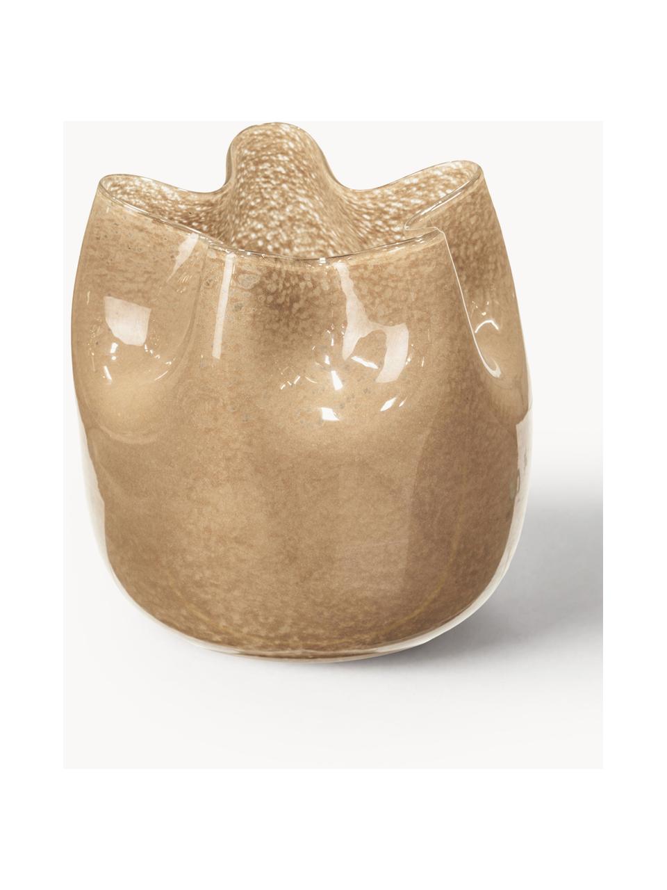 Mundgeblasene Vase Esther, H 20 cm, Glas, mundgeblasen, Beige, Ø 20 x H 20 cm