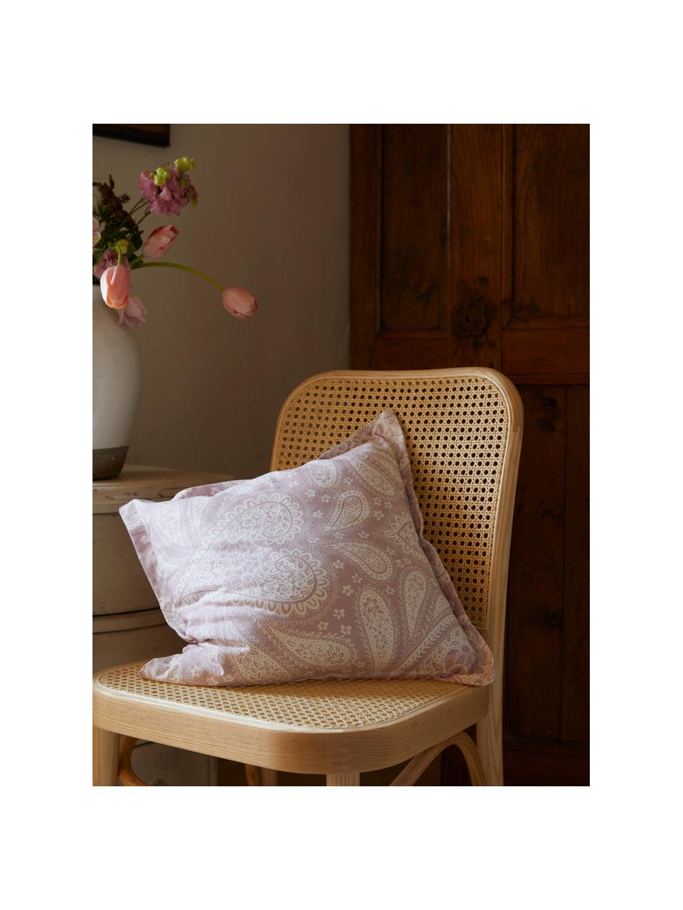 Housse de coussin 45x45 motif paisley Manon, 100 % coton bio, certifié GOTS, Lilas, larg. 45 x long. 45 cm