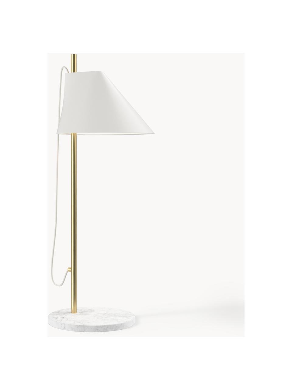 Grande lampe à poser LED à intensité variable avec fonction minuterie Yuh, Blanc, marbré, laiton, Ø 20 x haut. 61 cm