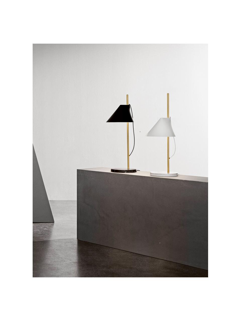Lampa stołowa LED z funkcją przyciemniania Yuh, Stelaż: mosiądz szczotkowany, Biały, marmurowy, mosiężny, Ø 20 x 61 cm