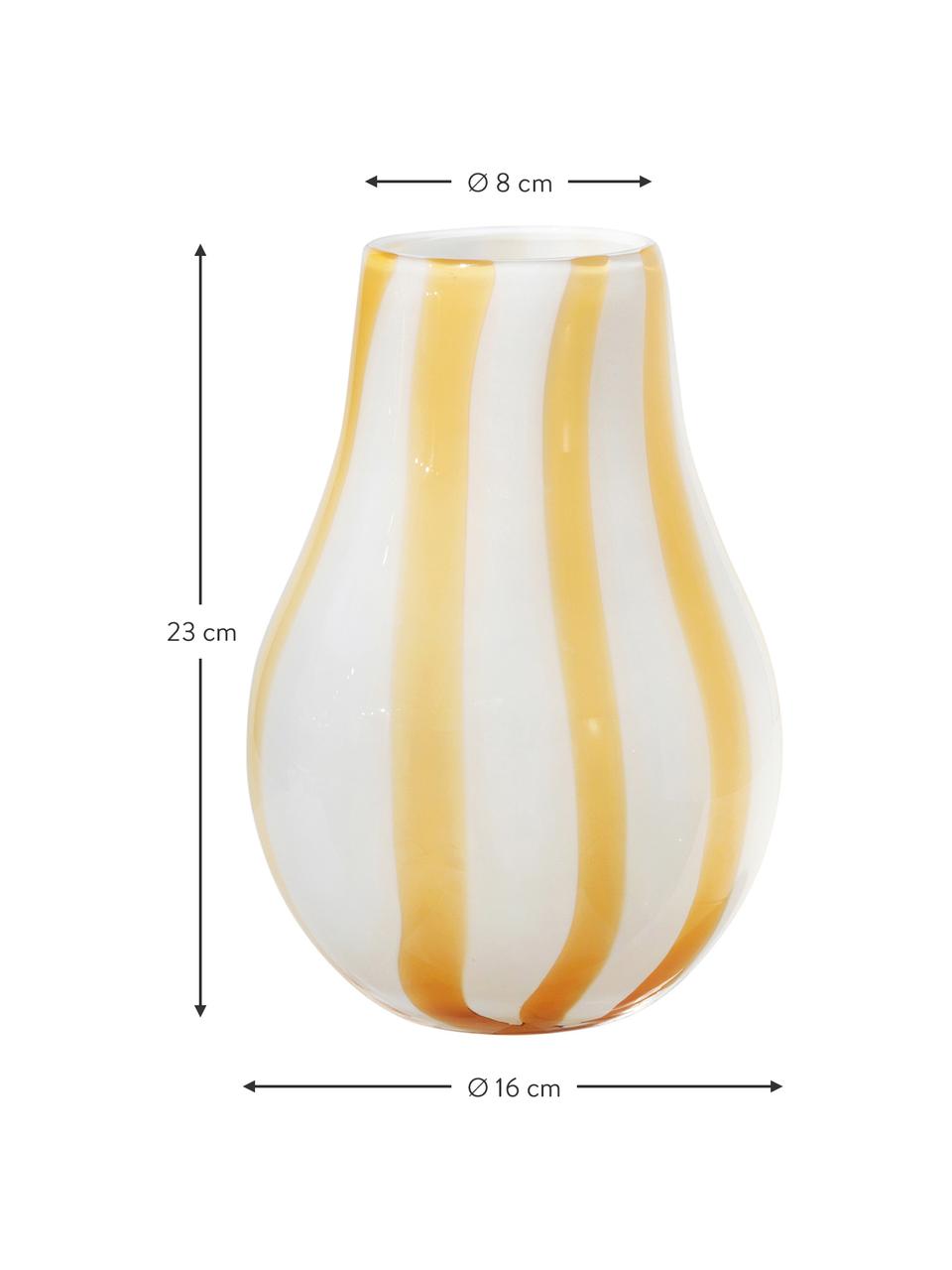 Ručne fúkaná váza zo skla Adela, Fúkané sklo, Biela, žltá, Ø 16 x V 23 cm
