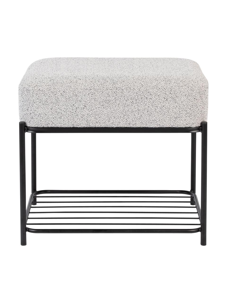 Tabouret bouclé avec rangement Milou, Tissu bouclé gris clair, larg. 50 x haut. 45 cm