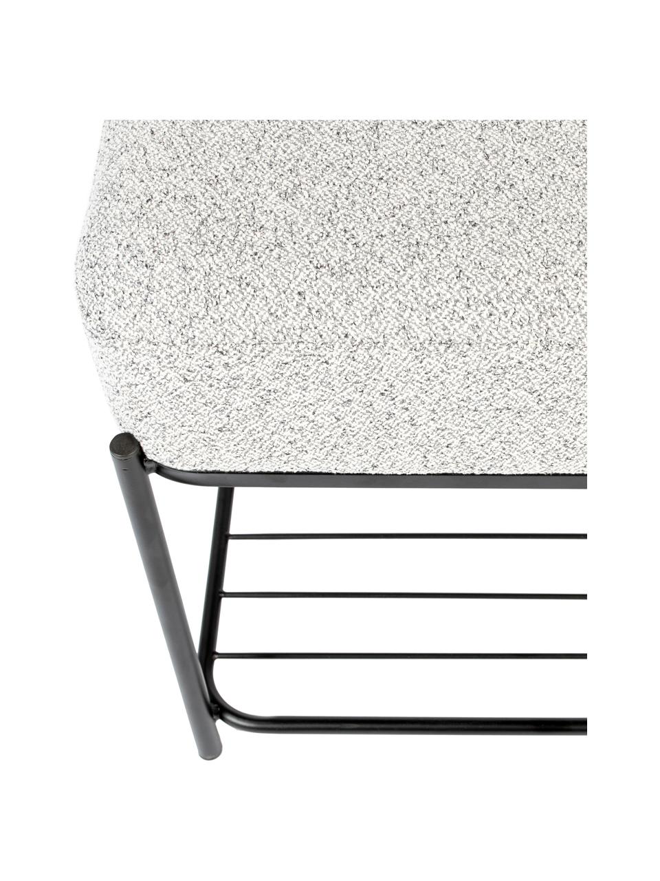 Bouclé-Polsterhocker Milou mit Ablagefläche, Bezug: 100 % Polyester Der hochw, Gestell: Mitteldichte Holzfaserpla, Bouclé Hellgrau, B 50 x H 45 cm