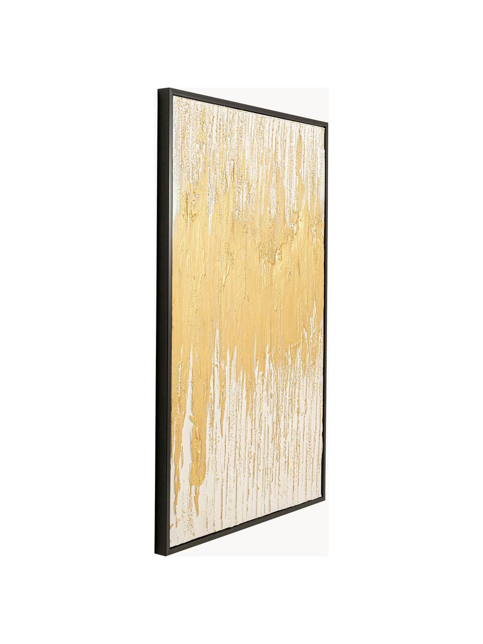 Ručne maľované plátno Abstract, Odtiene zlatej, lomená biela, Š 80 x V 120 cm