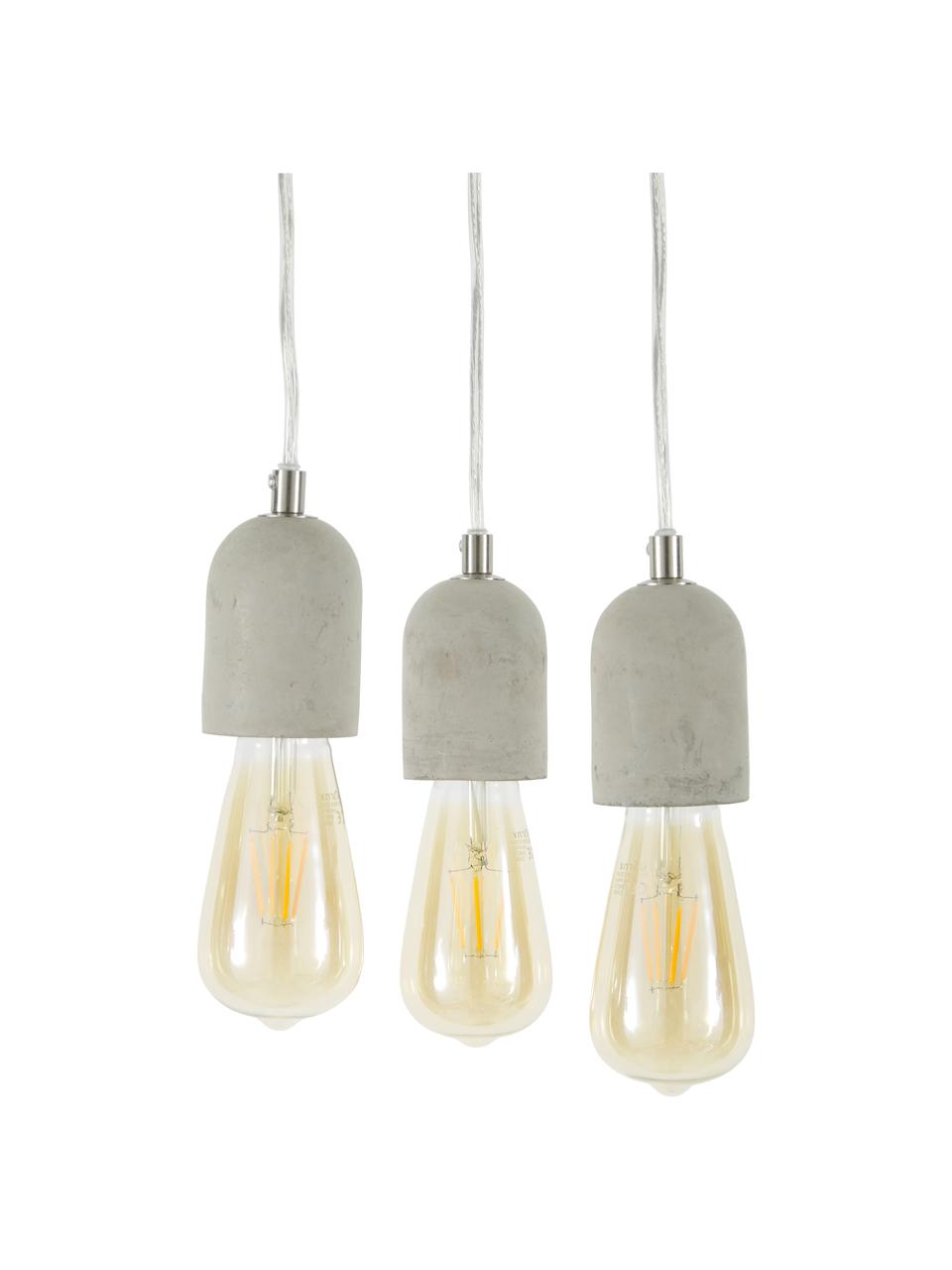 Suspension industrielle 3 lampes béton Hedda, Gris, Ø 20 cm