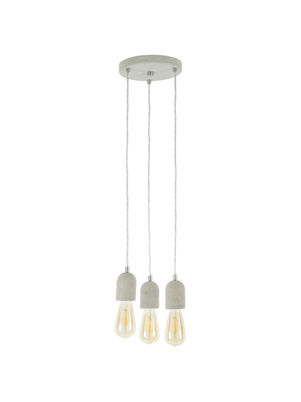 Suspension industrielle 3 lampes béton Hedda, Gris, Ø 20 cm