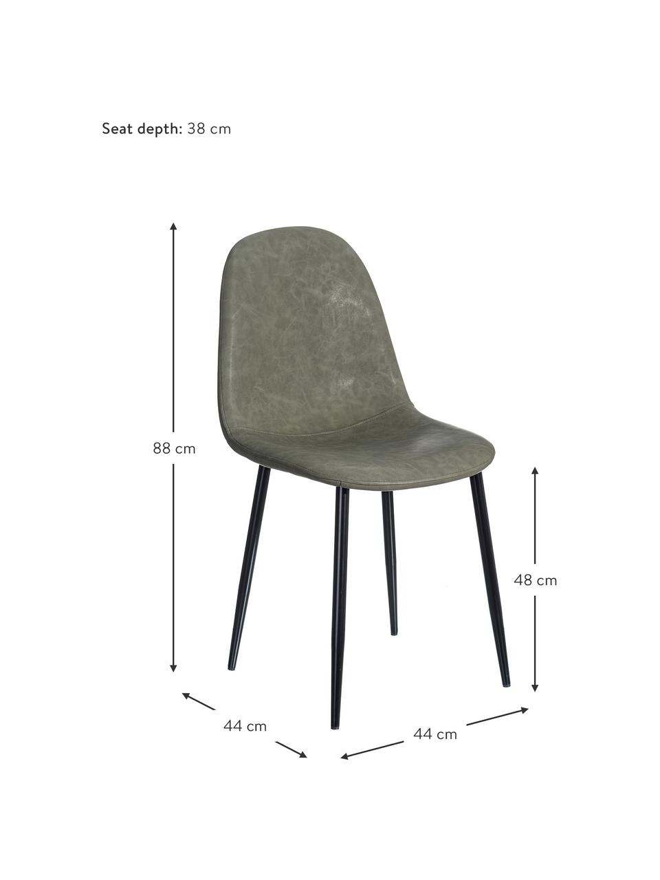 Krzesło tapicerowane ze sztucznej skóry Gina, Tapicerka: sztuczna skóra (poliureta, Nogi: metal, Szary, czarny, S 44 x G 44 cm