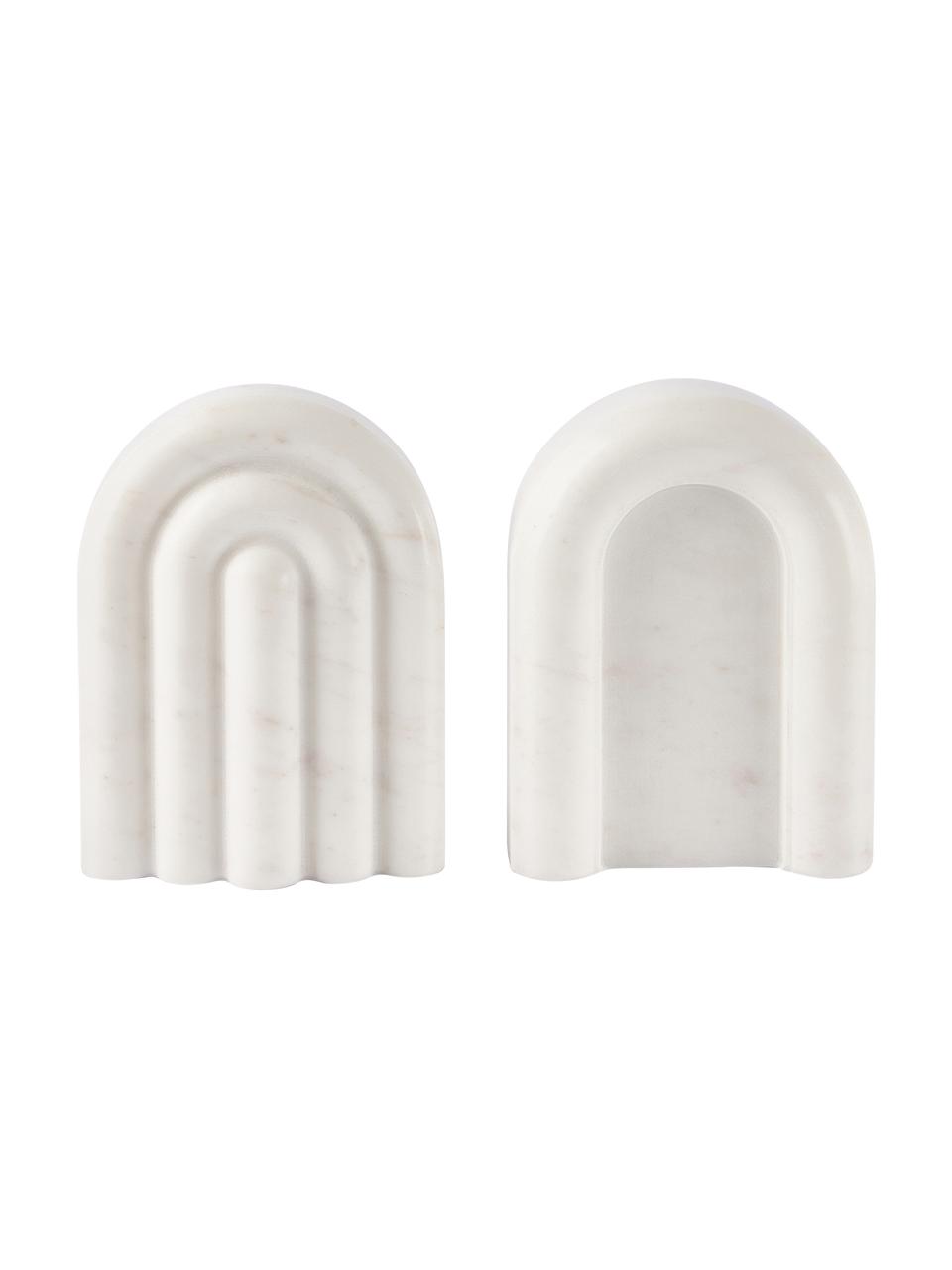 Fermalibri in marmo Malie 2 pz, Marmo, Bianco marmorizzato, Larg. 12 x Alt. 16 cm