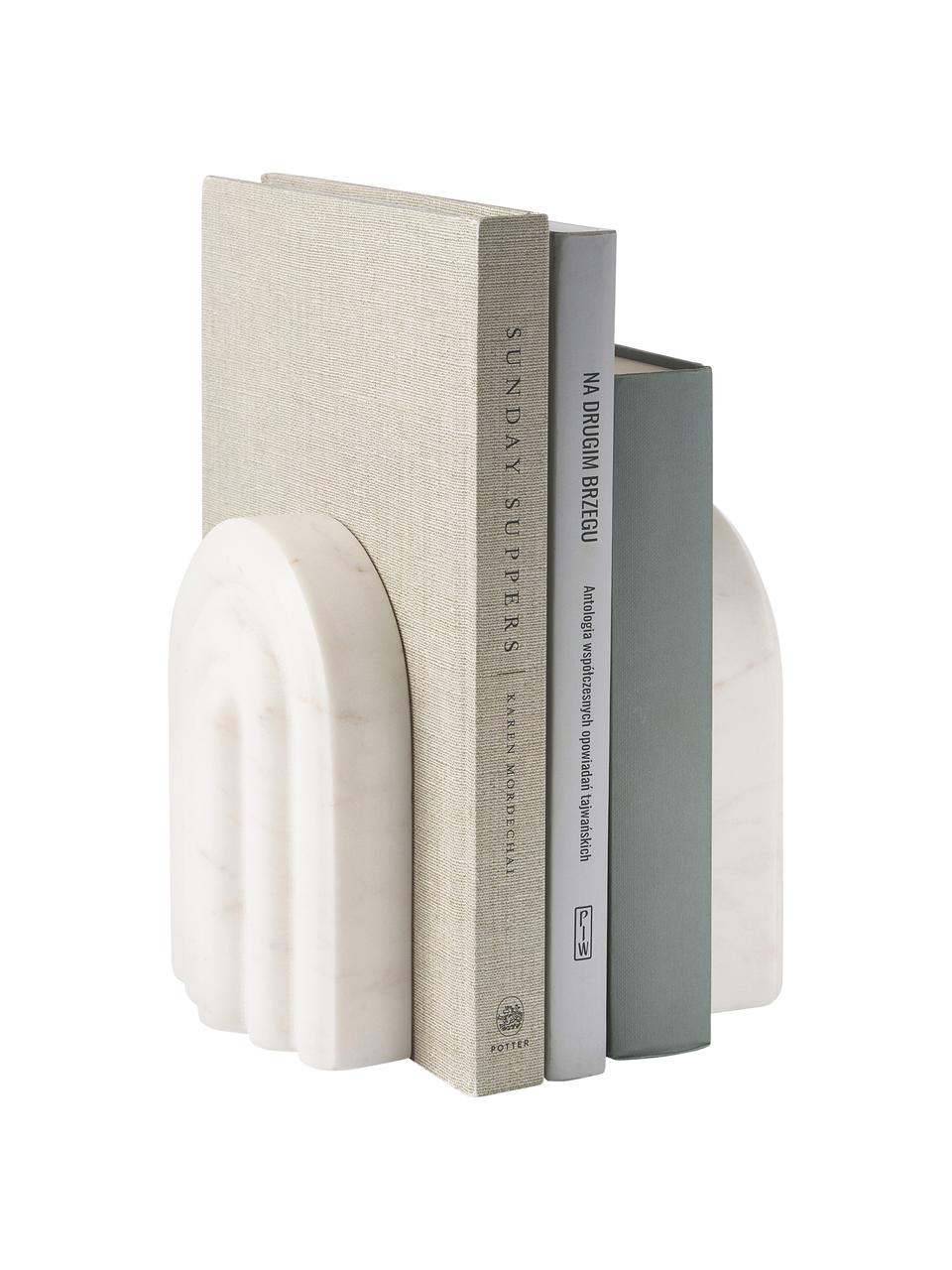 Mramorové knižní zarážky Malie, 2 ks, Mramor, Bílá, mramorovaná, Š 12 cm, V 16 cm