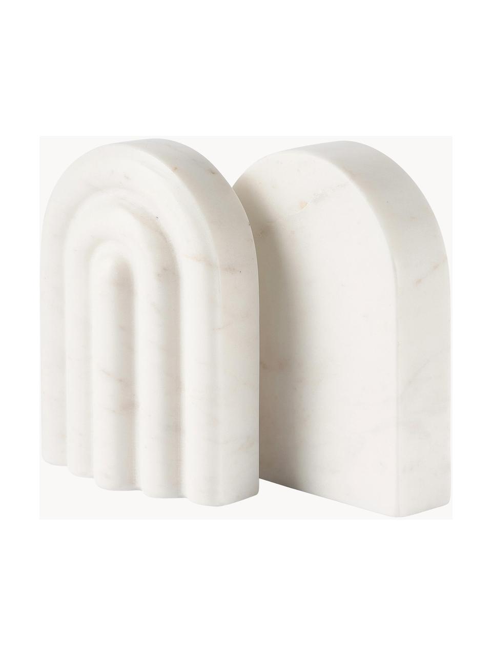 Sujetalibros de mármol Malie, 2 uds., Mármol, Mármol blanco, An 12 x Al 16 cm