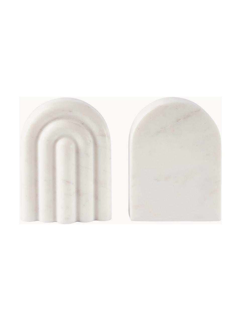 Sujetalibros de mármol Malie, 2 uds., Mármol, Mármol blanco, L 12 x Al 16 cm