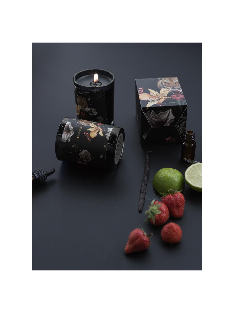Coffret bougies parfumées Wilderness (ananas et fruit de la passion, pamplemousse et mangue), 2 élém., Noir, tons verts, tons gris, Ø 6 x haut. 7 cm
