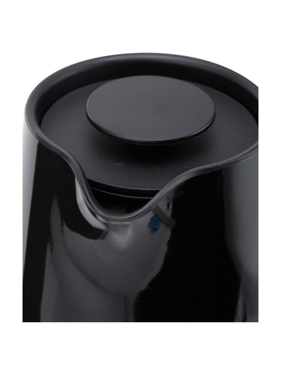 Bollitore elettrico Emma 1,2 L, Rivestimento: smalto, Manico: legno di faggio, Nero lucido, 1,2 L