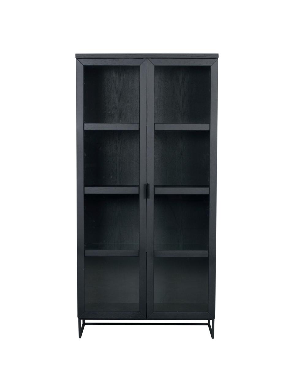 Vitrína s prosklenými dveřmi Everett, Černá, Š 95 cm, V 195 cm
