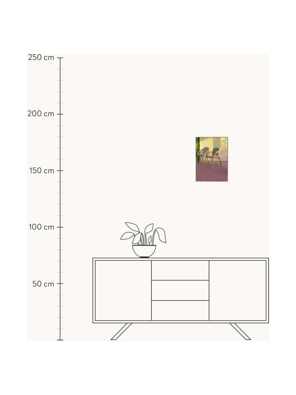 Plagát Waiting Room, 210 g matný papier Hahnemühle, digitálna tlač s 10 farbami odolnými voči UV žiareniu, Staroružová, svetlozelená, Š 30 x V 40 cm