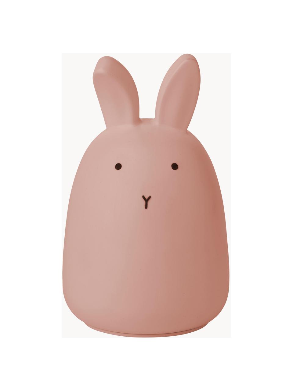 Figura luminosa LED Winston Rabbit, 100% silicona, Rosa palo, Ø 11 x Al 14 cm