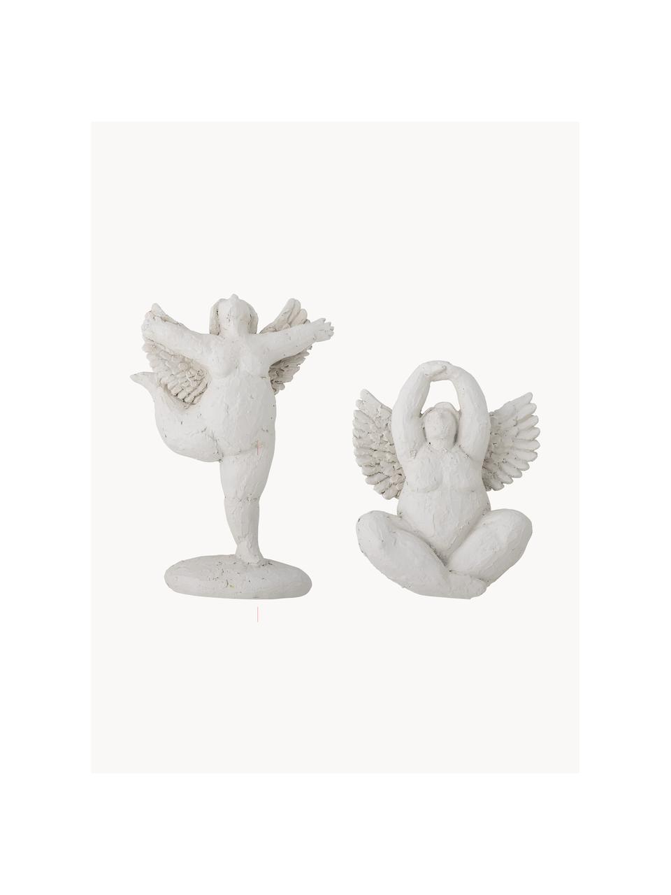 Figurines de Noël en forme d'ange Hadessa, 2 élém., Polyrésine, Blanc, Lot de différentes tailles