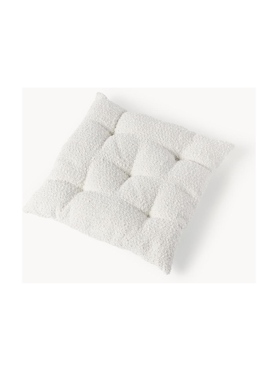 Coussins de chaise en tissu bouclé Bellamie, 2 pièces, Bouclé blanc, larg. 40 x long. 40 cm