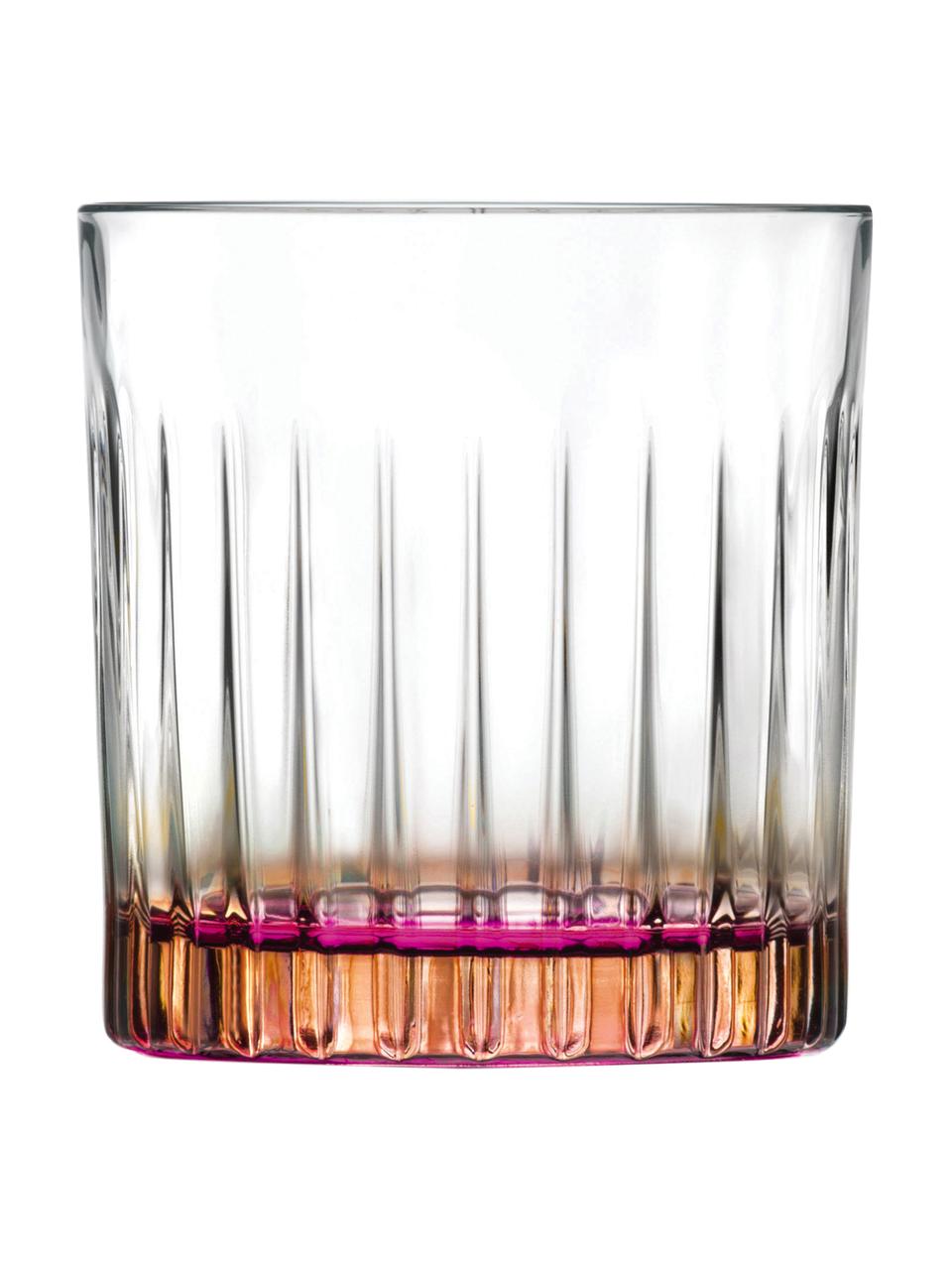 Glazen Gipsy met tweekleurig Luxion kristalglas, 6 stuks, Luxion-kristalglas, Transparant, koperkleurig, roze, Ø 8 x H 9 cm, 360 ml
