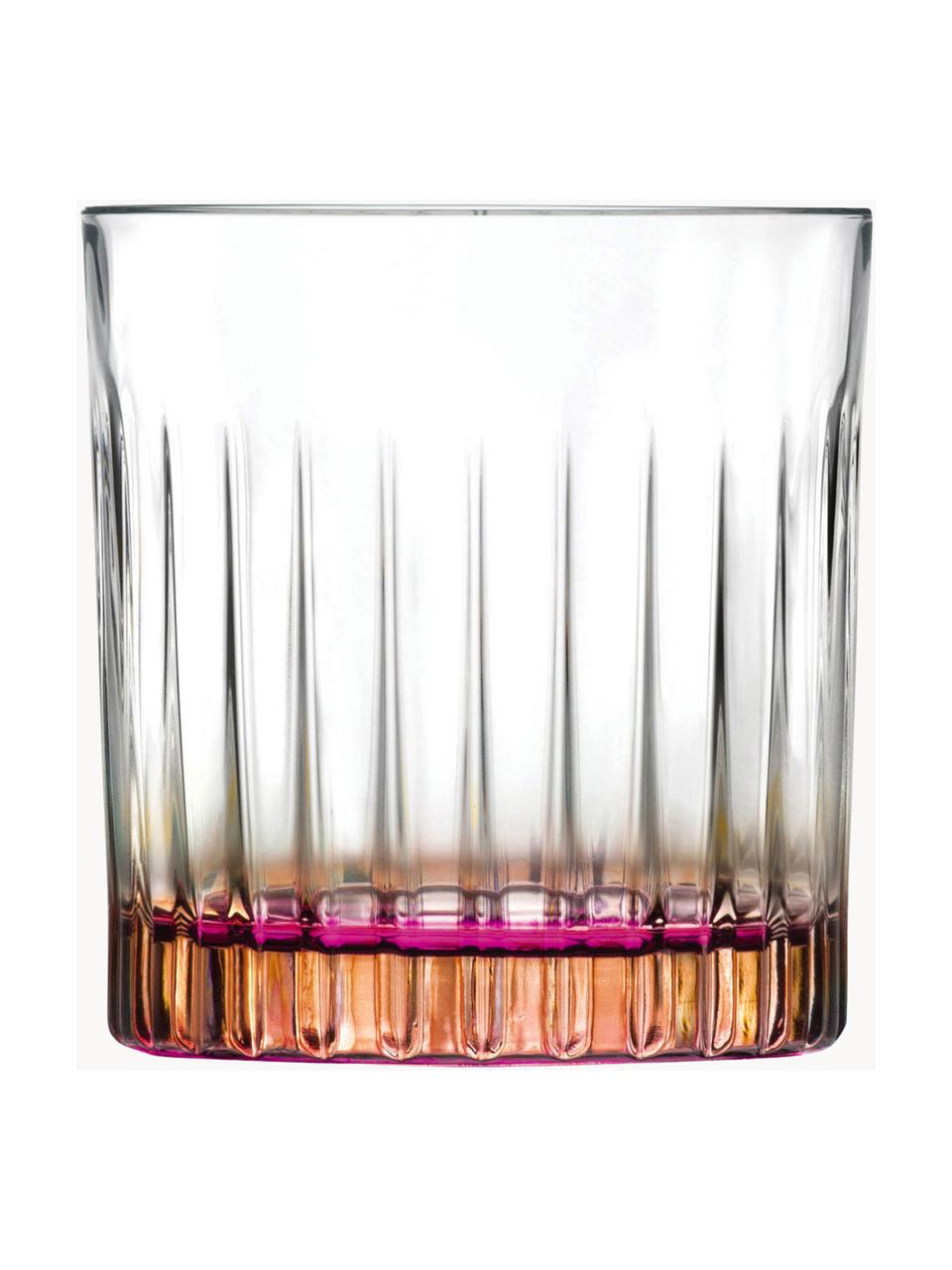 Glazen Gipsy met tweekleurig Luxion kristalglas, 6 stuks, Luxion-kristalglas, Transparant, roze, Ø 8 x H 9 cm, 360 ml