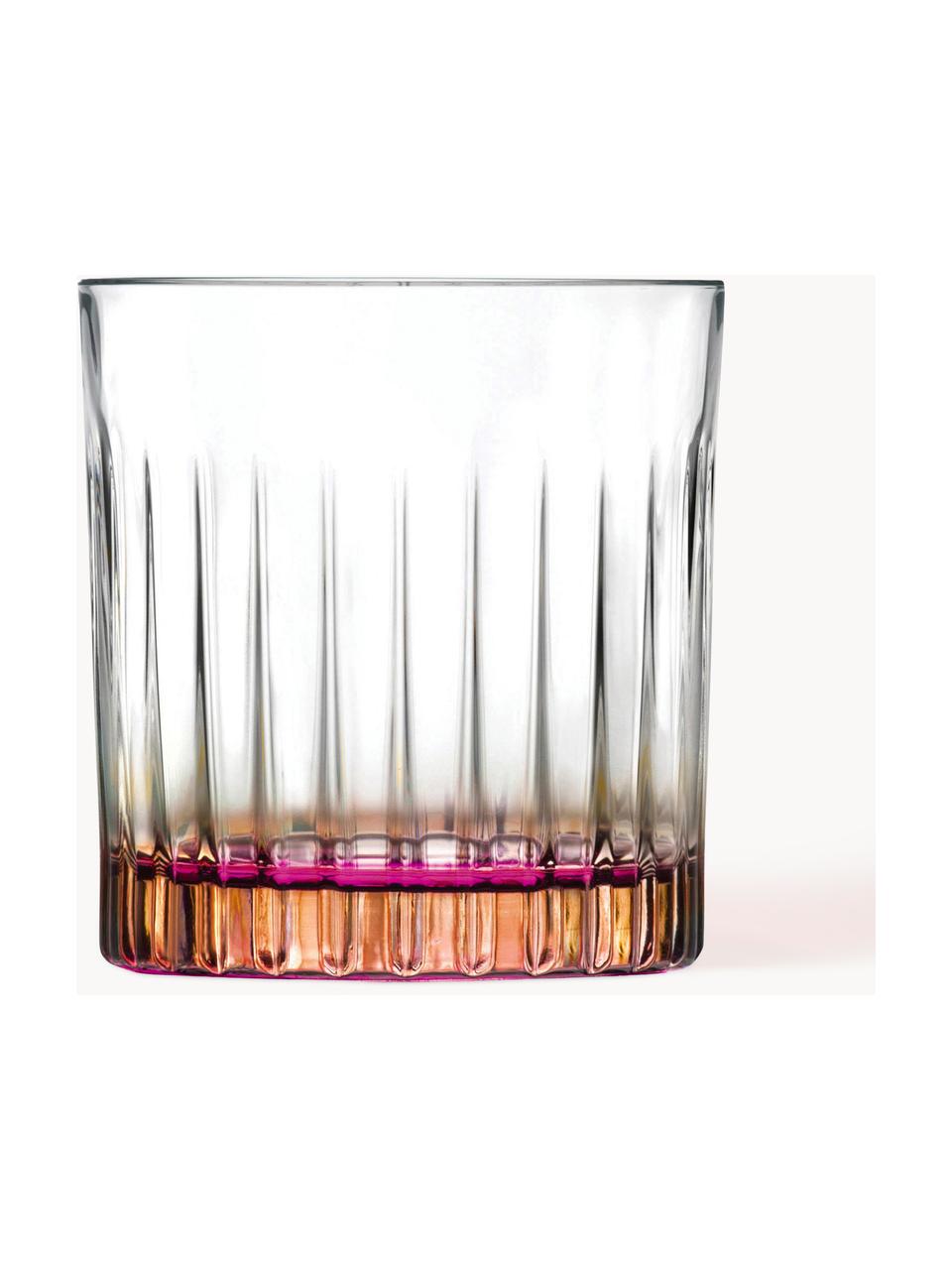 Szklanka z dwukolorowego szkła kryształowego Gipsy, 6 szt., Szkło kryształowe Luxion, Transparentny, blady różowy, Ø 8 x W 9 cm, 300 ml